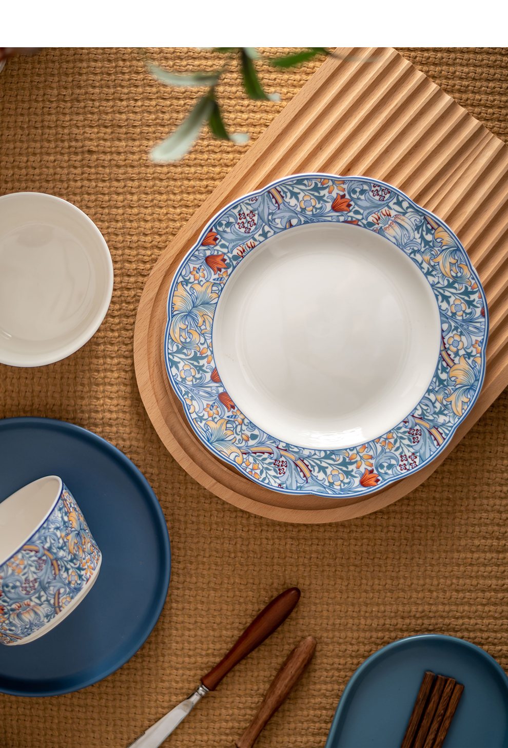 6-Person Bohemian Tableware Set With Ceramic Dinner Plates Bowls And Charger Plates