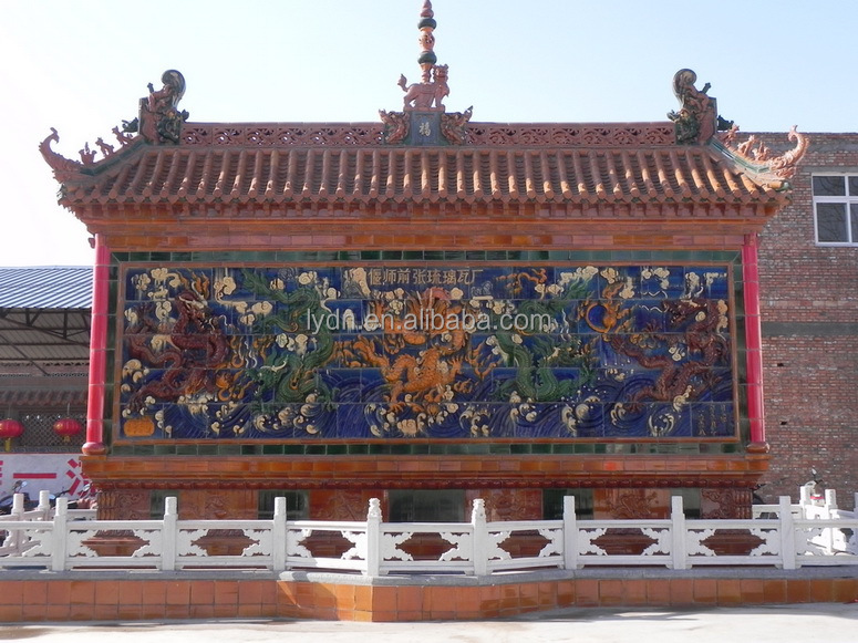 Glazed Tiles for Traditional Design of Green Color Roof in Chinese Temple in Philippines
