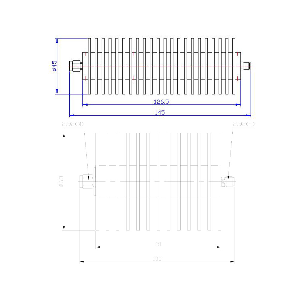 DC - 40 GHz 50 W Coaxial Fixed 2.92 mm Attenuator Type N Attenuator