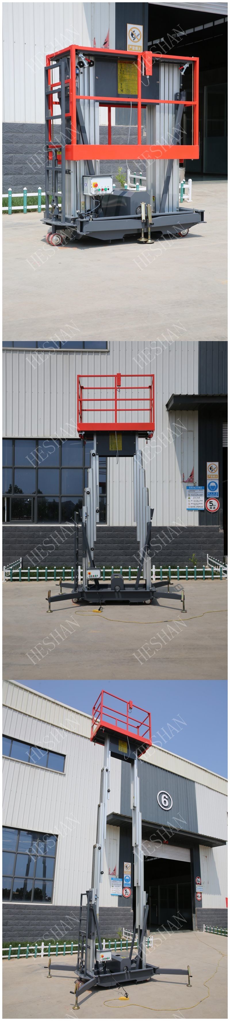 12m Electric Mast Lift Aerial Platform Hydraulic Vertical Man Lift Ladder