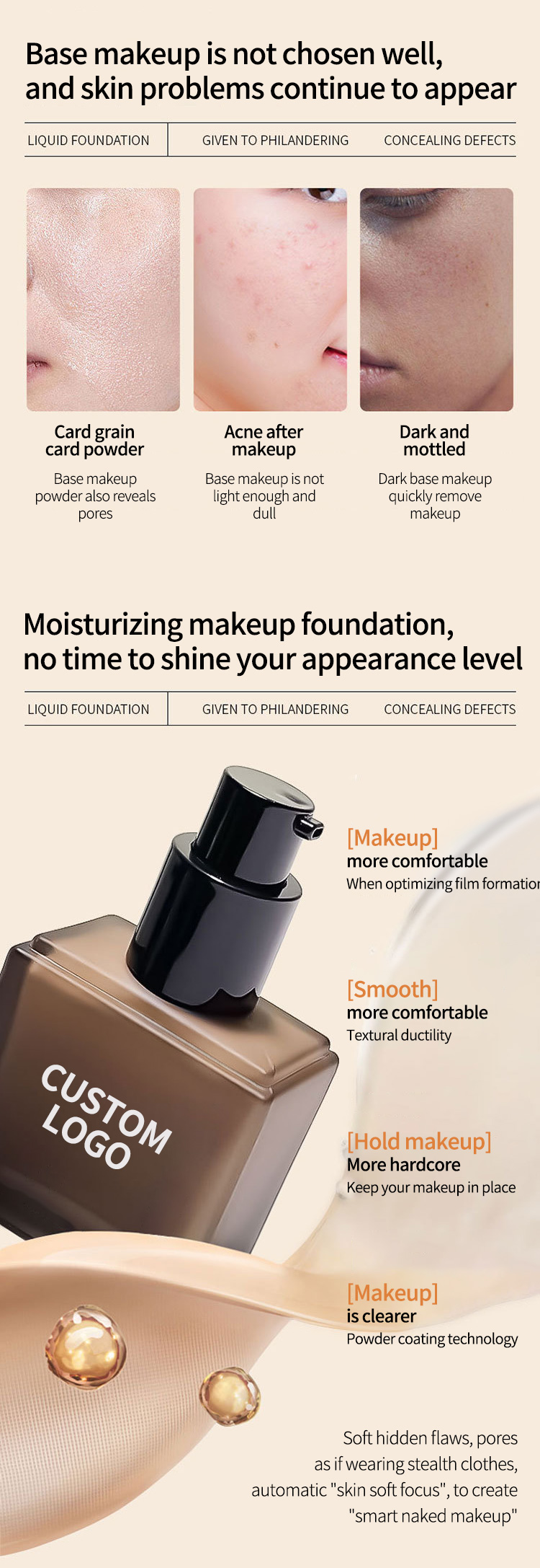 High Quality Private Label Foundation Cream with Private Logo Vegan Cruelty-Free Full Coverage Waterproof BB Cream Concealer