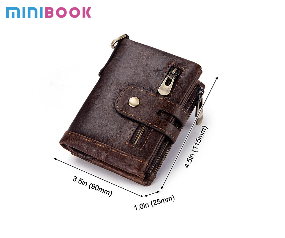 100% Genuine Leather Male Purses With Zip Coin Customize Logo Men Wallet And Card Holder