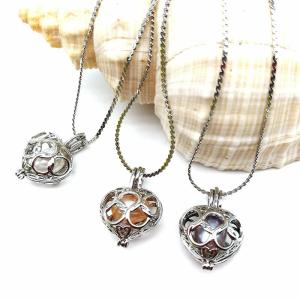 China Fashion Wish Pearl Pendant Necklace Natural Oyster Gift Love Heart Cage Holder Chokers Necklace For Women Jewelry wholesale