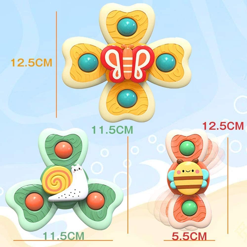 Unisex 3 Pack Suction Cup Spinner Toys for Baby Toddler Educational Suction Baby Toys