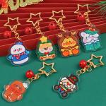 Custom Christmas Festival Acrylic Keychain Metal Ring Transparent Cute Cartoon