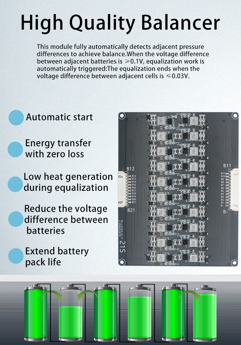 1A 19S Active Equalizer Inductive NCM / Lifepo4 Battery Balancer For Energy Storage