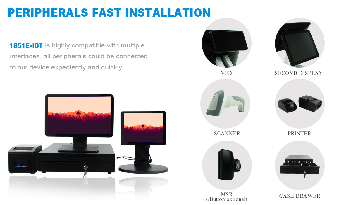 Supermarket 1366*768 PCAP Touch Screen POS System