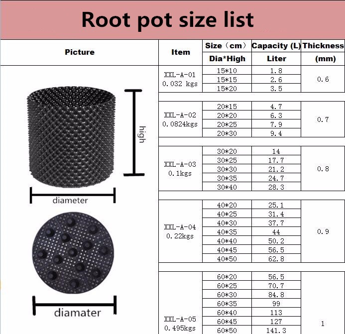 Root Pruning Disposable 15 Gallon 20cm Height With Base