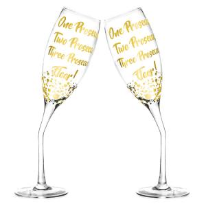 China Custom LOGO Luxury Gold Cut Crystal Wedding Glass Gift Curved Stem Champagne Flutes wholesale