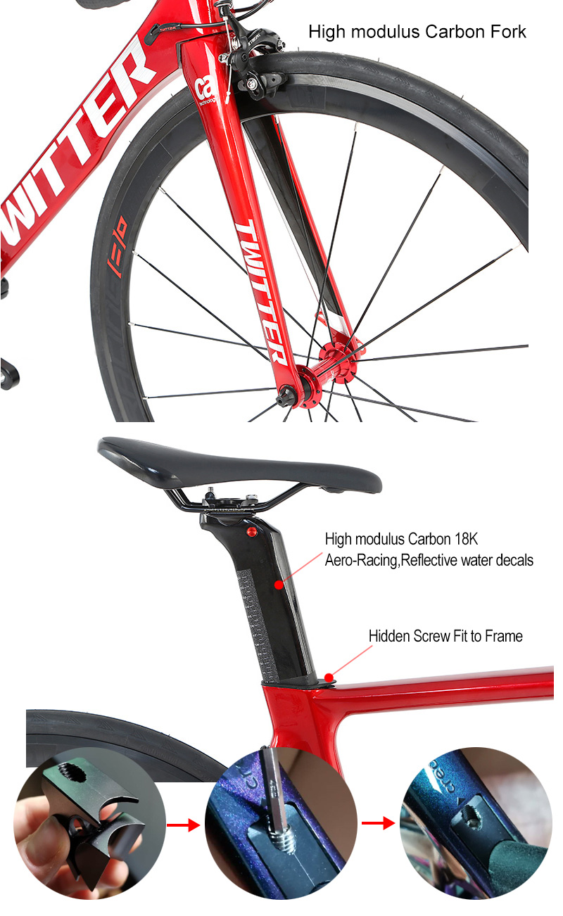 700c Carbon Fiber Frame Twitter Road Bike 22-Speed Racing Bicycle with CE Certification