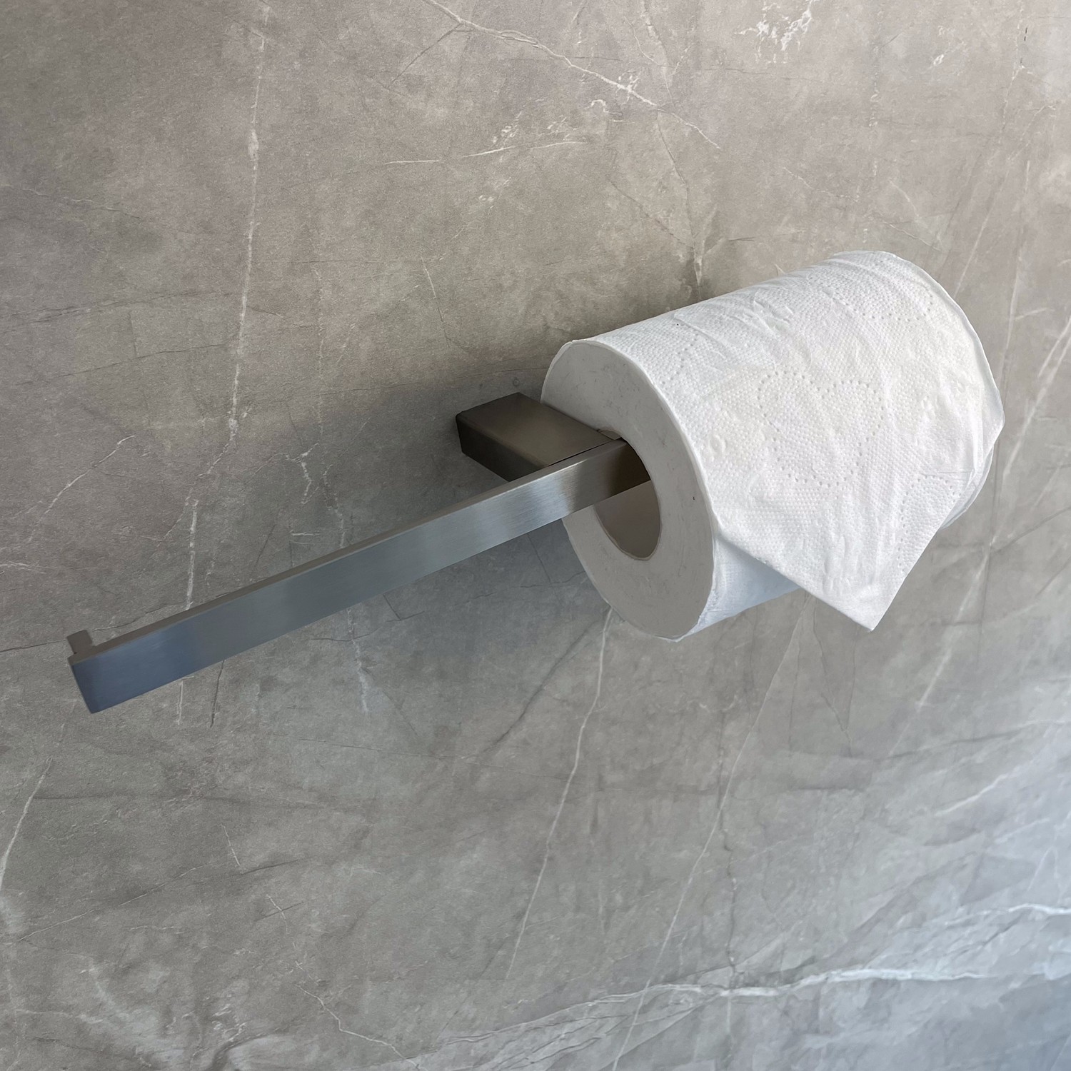 Heavy Duty SS Double Post Toilet Paper Holder Silver Color