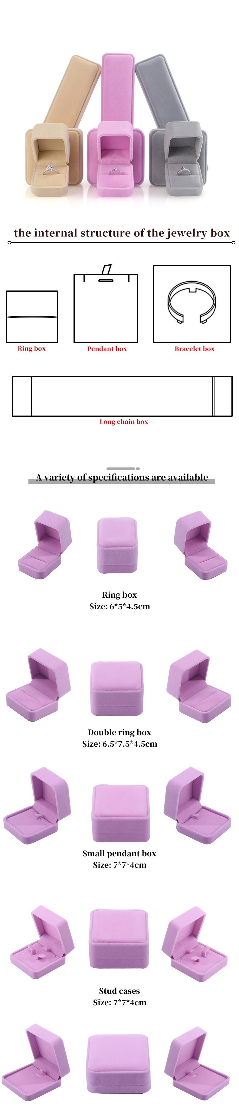 Wholesale Manufacturing Luxury Jewellery Box packaging Personalized Custom high end Necklace Bracelet Earrings Ring Packaging Velvet Jewelry Box with