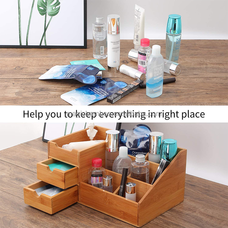 Living Room Jewelry Storage Cabinet Dressing Table Top Bamboo Cosmetics Display Table