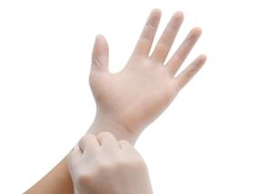 China Safety Protective Disposable PVC Gloves 100% LATEX Natural Color Powder Free wholesale