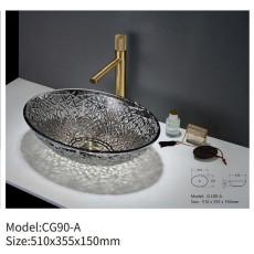 China Crystal Tempered Glass Bathroom Countertop Sinks Round SDAYI Italy Design wholesale