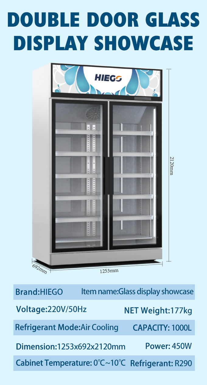 Automatic Defrost 3/4 Glass Door Refrigerator Upright Display Cooler