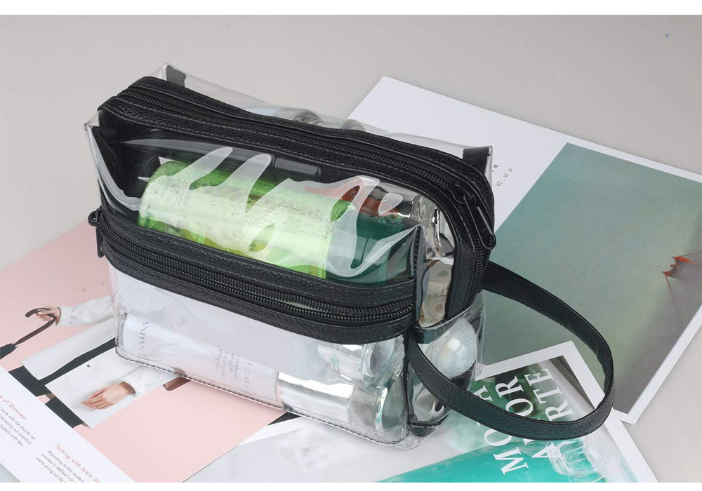 Water Resistant Zipper Transparent Mens Shaving Bag For Travel