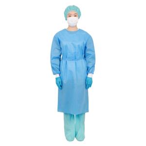 China Reinforced 35gsm Blue Plastic Isolation Gowns Non Medical Disposable Pe Gowns wholesale