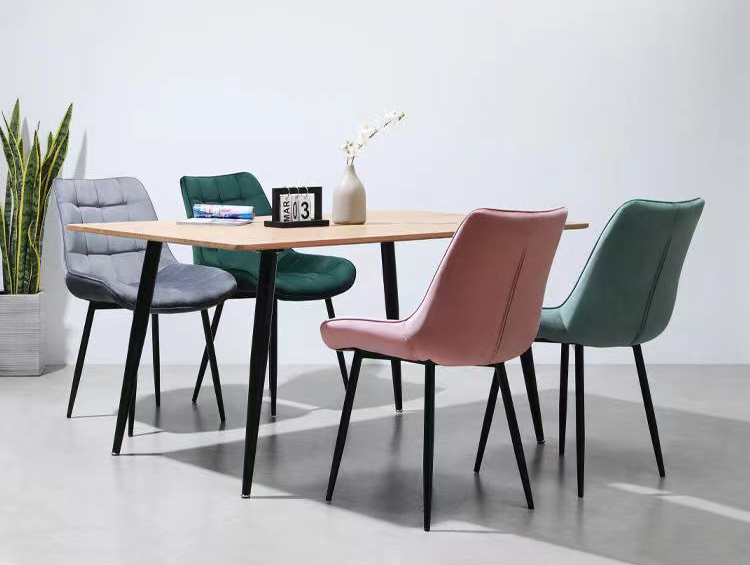 Modern Grey Velvet Tufted Dining Chairs Padded Dining Chairs For Hotel Apartment