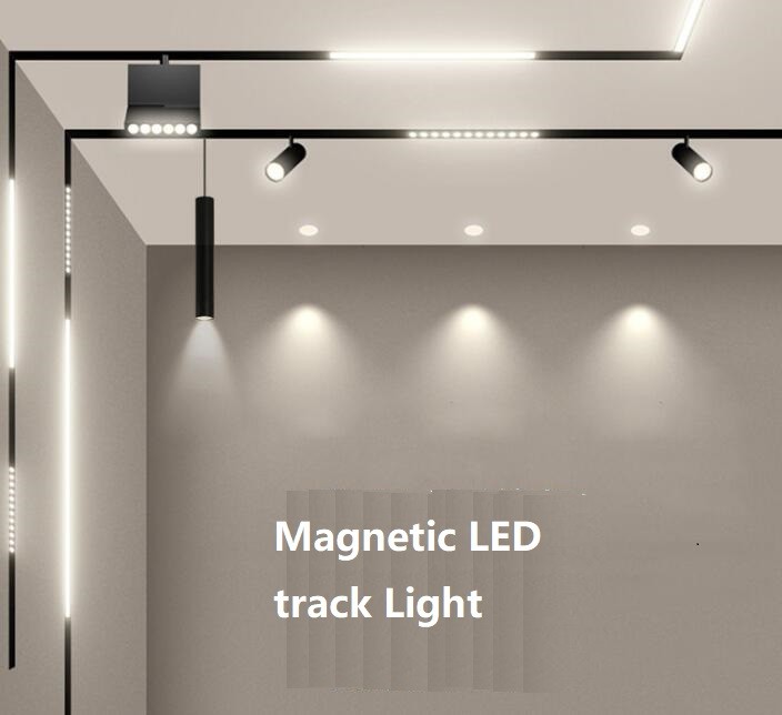 Commercial adjustable beam angle shop rail system zoomable linear rail track spotlight fixture led magnetic track light