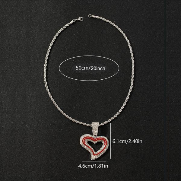 Fashion White Red Rhinestone Big Open Pendant Necklace Hiphop 4mm Twist Rope Chain Necklaces For Men Women Jewelry Party Gifts