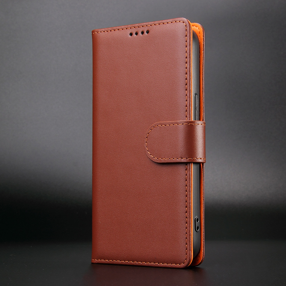 Minibook Cell Phone Case Shockproof Genuine Leather Wallet Flip Cover for iPhone 13 14