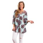 Women Fasion Floral Printed 3/4 Sleeve Shirt Loose Casual Tops