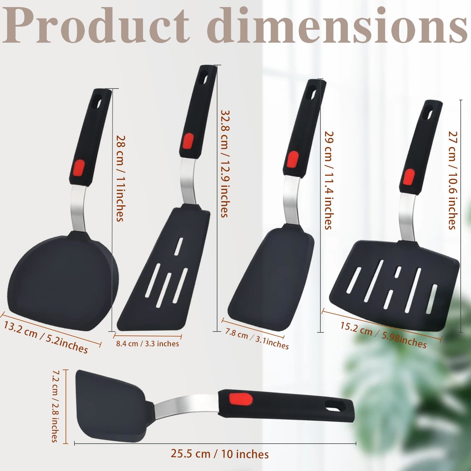 5-Pack BPA Free Silicone Spatulas Turner Set For Nonstick Cookware Flexible Kitchen Utensils Cooking Spatula Set For Egg