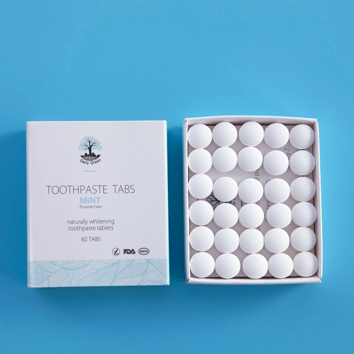 Herbal 60 Pcs Activated Charcoal Toothpaste Tablets SGS Organic Tooth Tabs