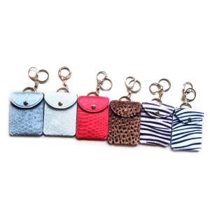 China OEM 65g Womens Card Holder Keychain , 7cm Custom Leather Keychains wholesale
