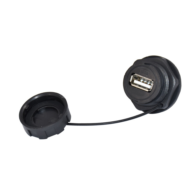 IP67 Industrial Ethernet Connector , USB 2.0 Female Connector With Cover