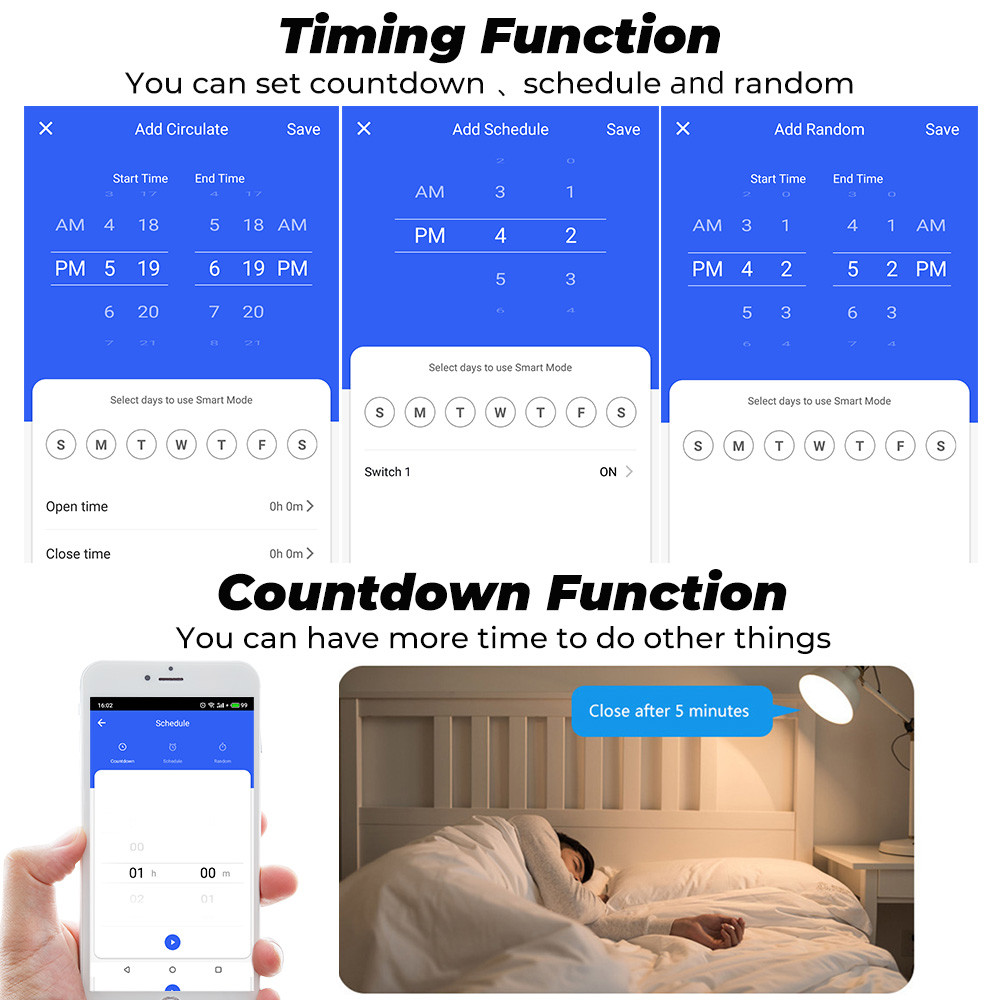 SMATRUL 16A Smart Power Monitor Breaker Tuya WiFi & RF433 Wireless Switch Mini 2-Way ModuleTimer Work with Google Home & Alexa