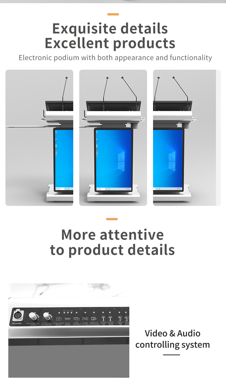 Portable Auditorium Podium , LCD Digital Display Lectern For Conference System