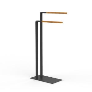 China HEATED Black Bamboo Bathroom Towel Stand Metal Towel Rack wholesale