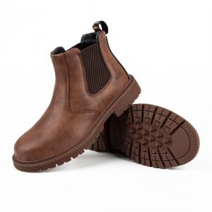 China Waterproof Woodland Chelsea Fashionable Rubber Leather Shoes Men Steel Toe wholesale