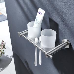 China Luxury Double Toothbrush Tumbler Holder SUS304 Bathroom Accessories Set wholesale