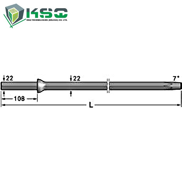 7° Hex Tapered Rod Wear Resistance For Mining Industry , Shank 22x108mm / 25x159mm