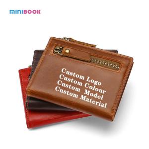 China Minibook Genuine Leather Male Wallet with Anti-Theft Protection and Customizable Logo wholesale