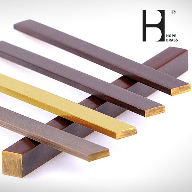 Golden Fade Resistant Square Brass Flat Bars SGS Certification