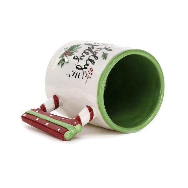coffee bulk mugs Christmas 10OZ ceramic mug with 3D holder porcelain christmas dinnerware