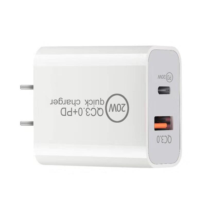 QC3.0 Dual Port Type C Charger 18W 20W Fast USB Charger Adapter