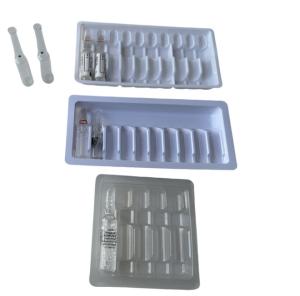 China 10ml White Plastic Ampoule Vial Medicine Packaging Tray Medical Plastic Manufacturer PET Blister Packaging Sample Accept wholesale