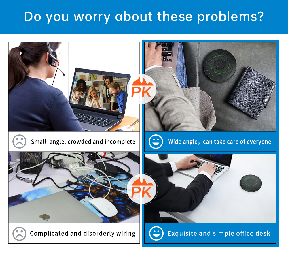 360 degree Omnidirectional PC Microphones USB or wireless Microphone for Confernce and meeting Recording