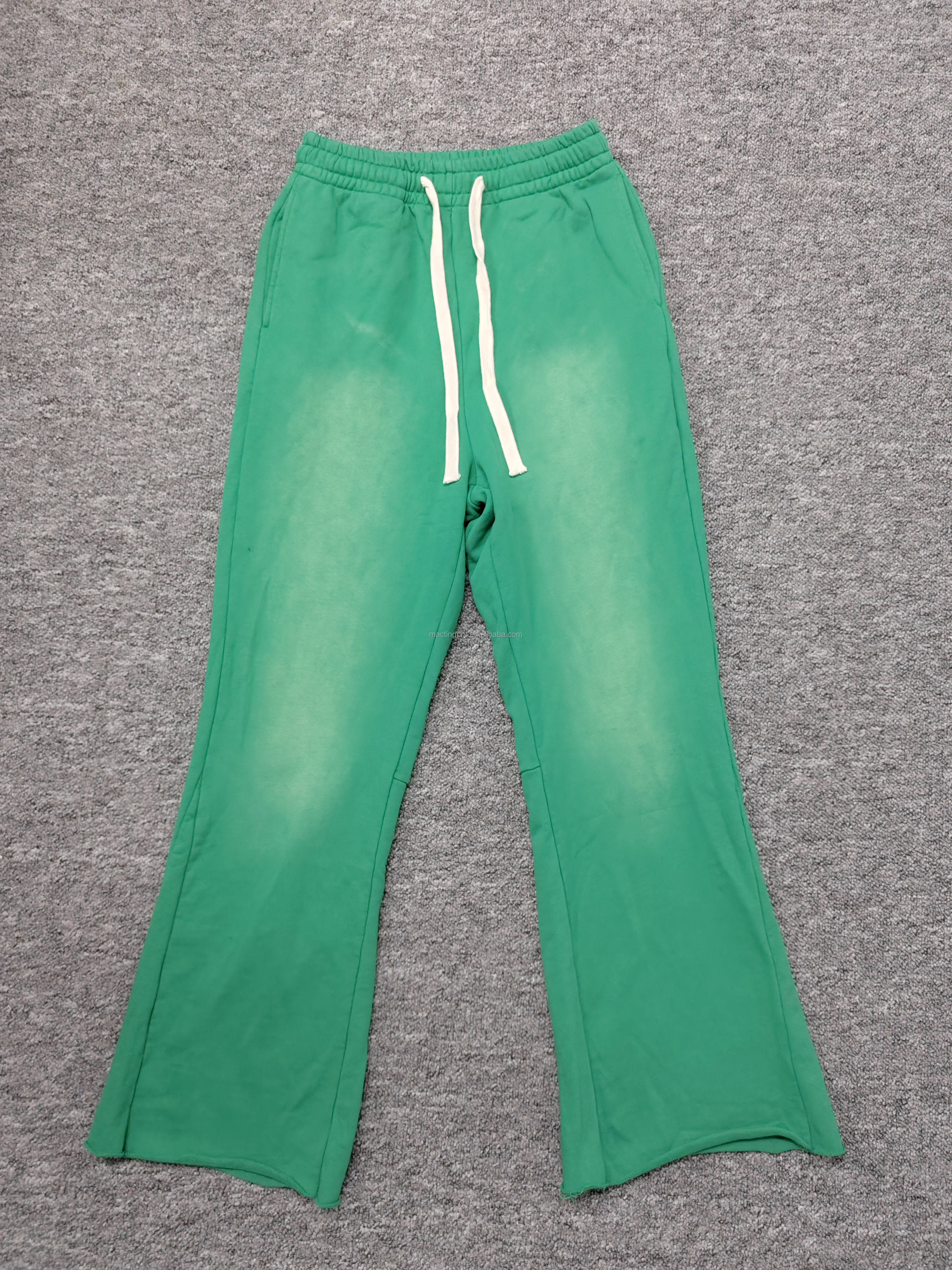 Men'S Sun Faded Acid Wash Flared Sweatpants Custom For Girls Boys Vintage Decoration Raw Hem Cut Edge