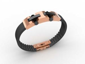 China Top Quality Europe Fashion Stainless Steel Genuine Leather Silicone Bangle Bracelet ADB41 wholesale