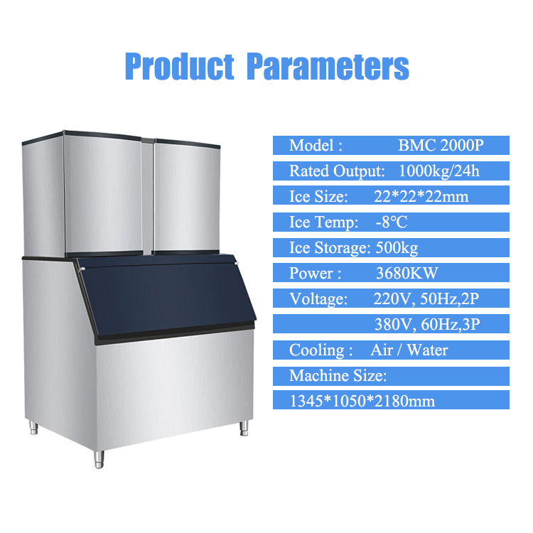 Emerson Compressor ICEMA Automatic 1ton Ice Cube Making Machine for Ice Production