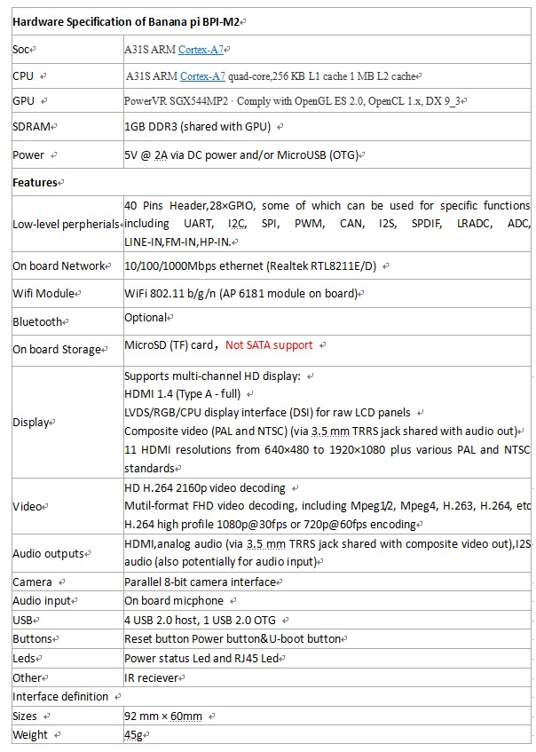 banana pi BPI-M2 quad core single-board computer