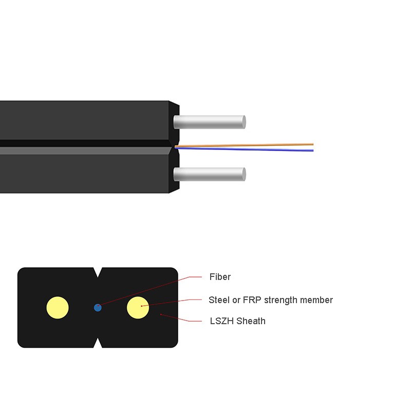Black FRP / Steel Fiber Optic Patch Cord 2 Core Single Mode