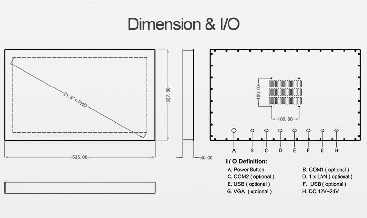 OEM 21.5 Inch X86 IP69K Panel PC Fanless Linux Embedded For Outdoor