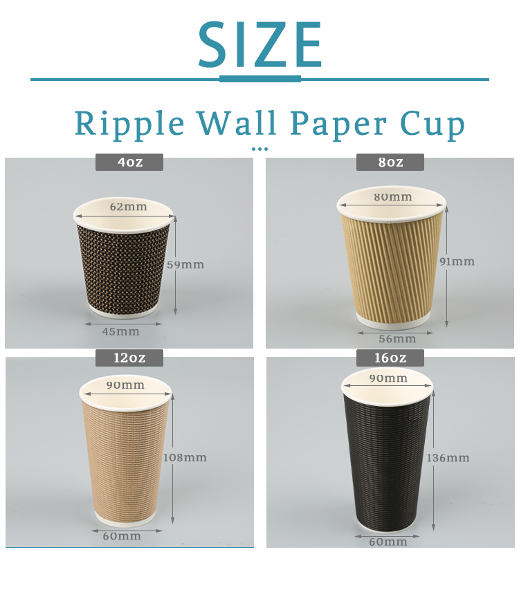 Disposable Ripple Paper Cup For Beverage Offset And Flexo Printing